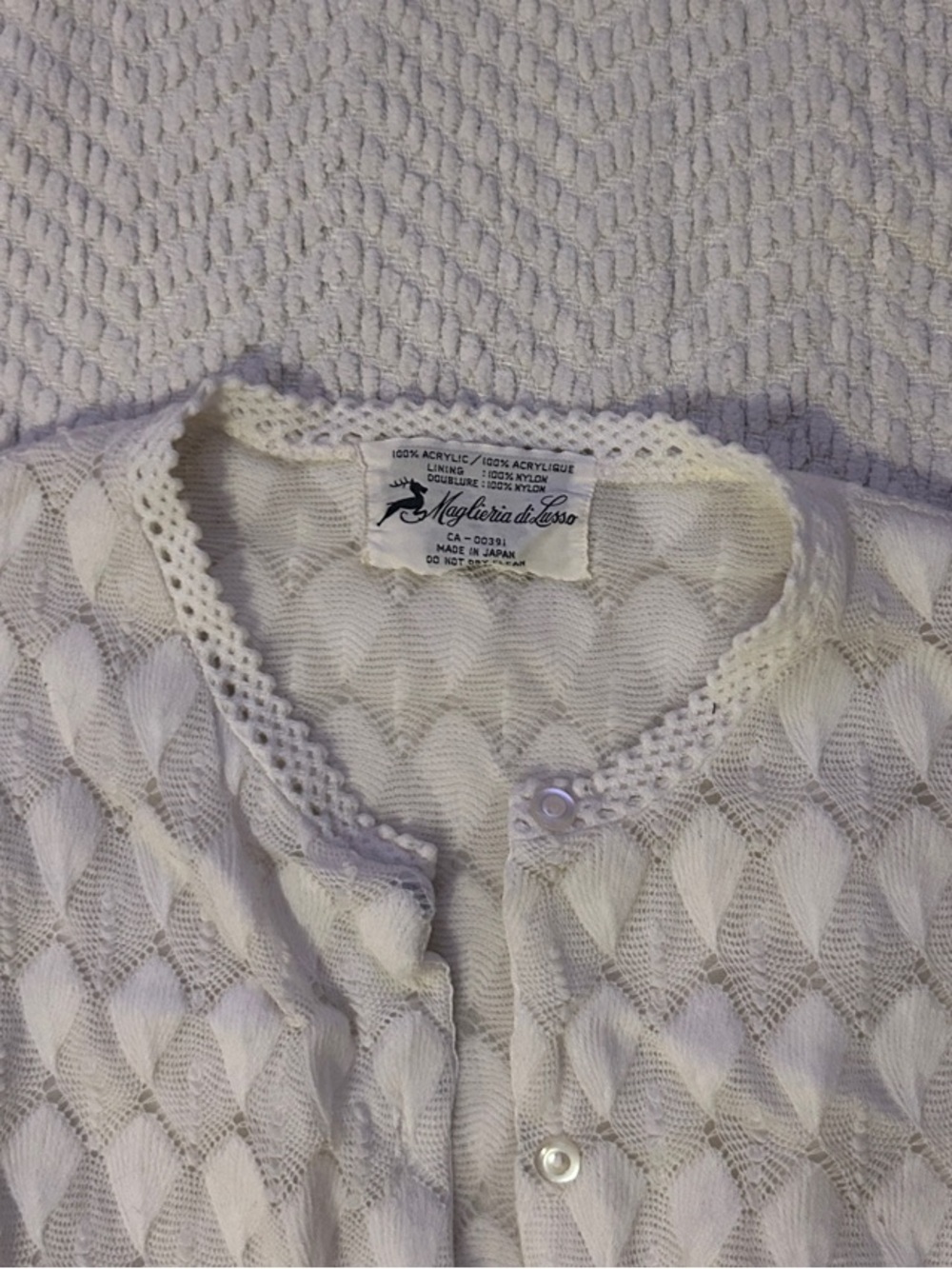 Vintage Maglieria di Lusso White Textured Knit Cardigan | Made in Japan